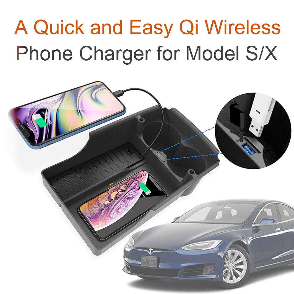 Model S X car wireless charger - OnlyTeslaFans