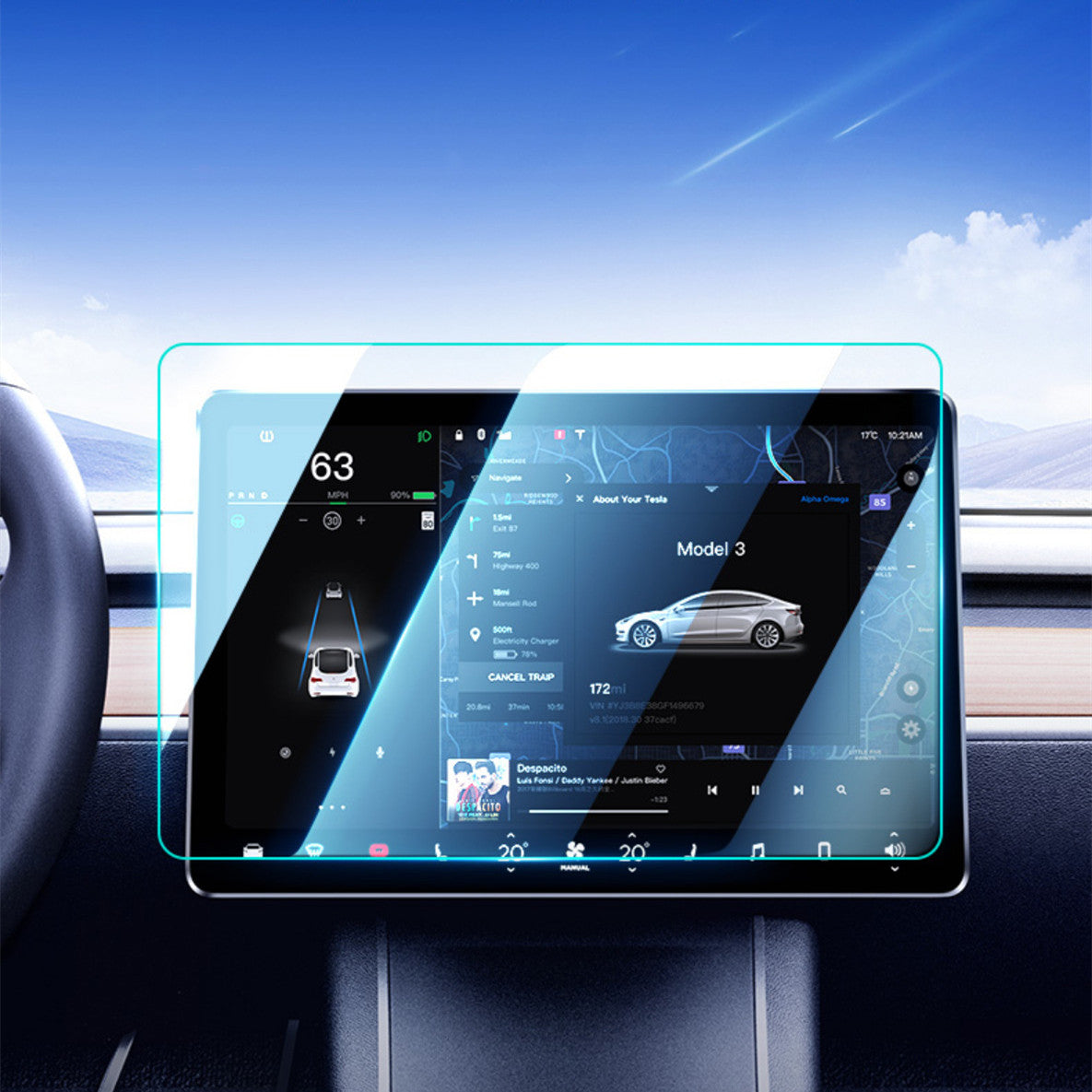 Central Control Tempered Film Car Navigation Display Screen - OnlyTeslaFans